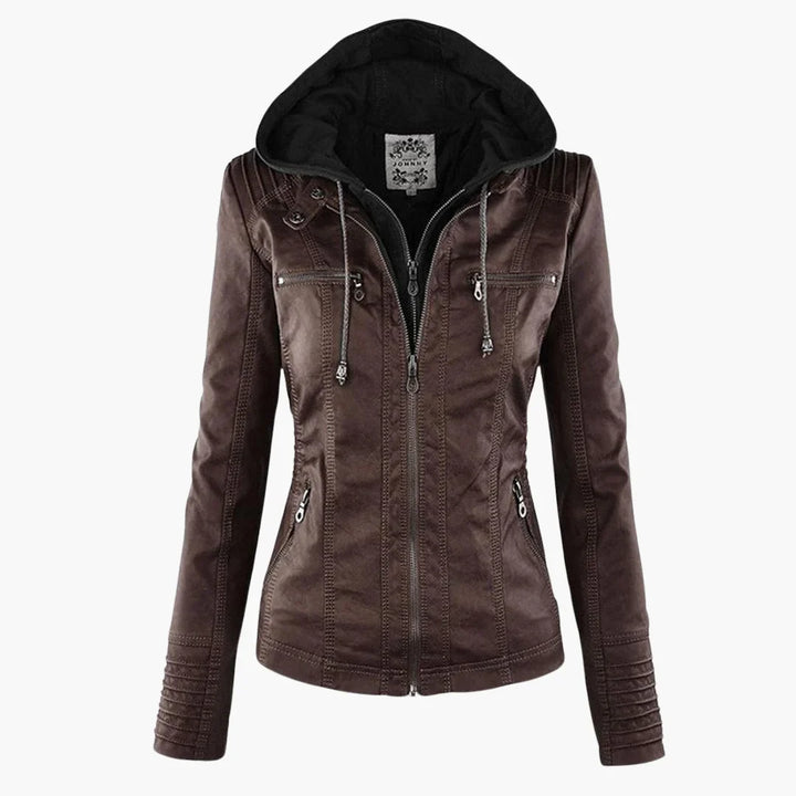 Quintilla | Women's Leather Pocket Hooded Zip-Front Jacket