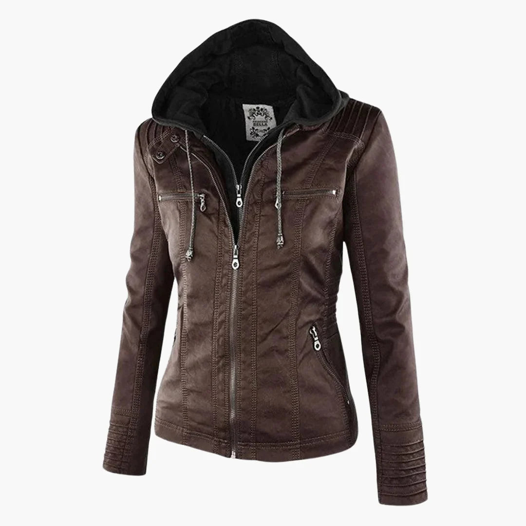 Quintilla | Women's Leather Pocket Hooded Zip-Front Jacket