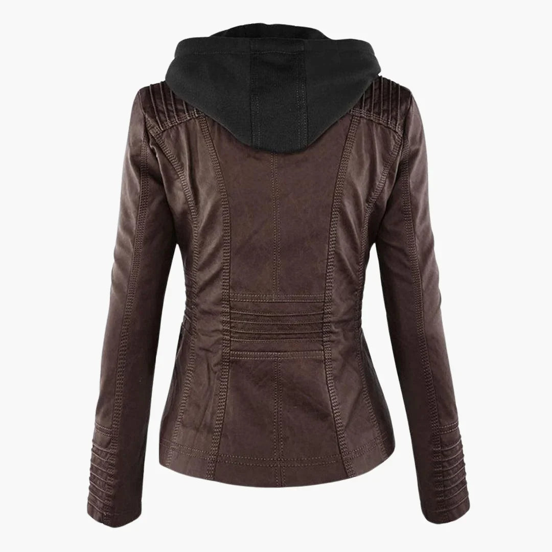 Quintilla | Women's Leather Pocket Hooded Zip-Front Jacket