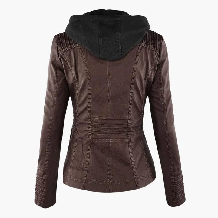 Quintilla | Women's Leather Pocket Hooded Zip-Front Jacket