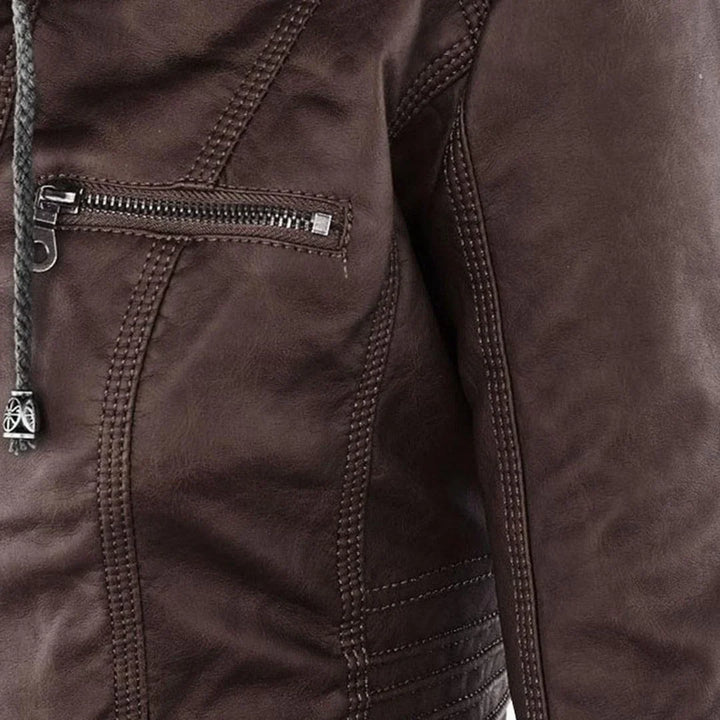 Quintilla | Women's Leather Pocket Hooded Zip-Front Jacket