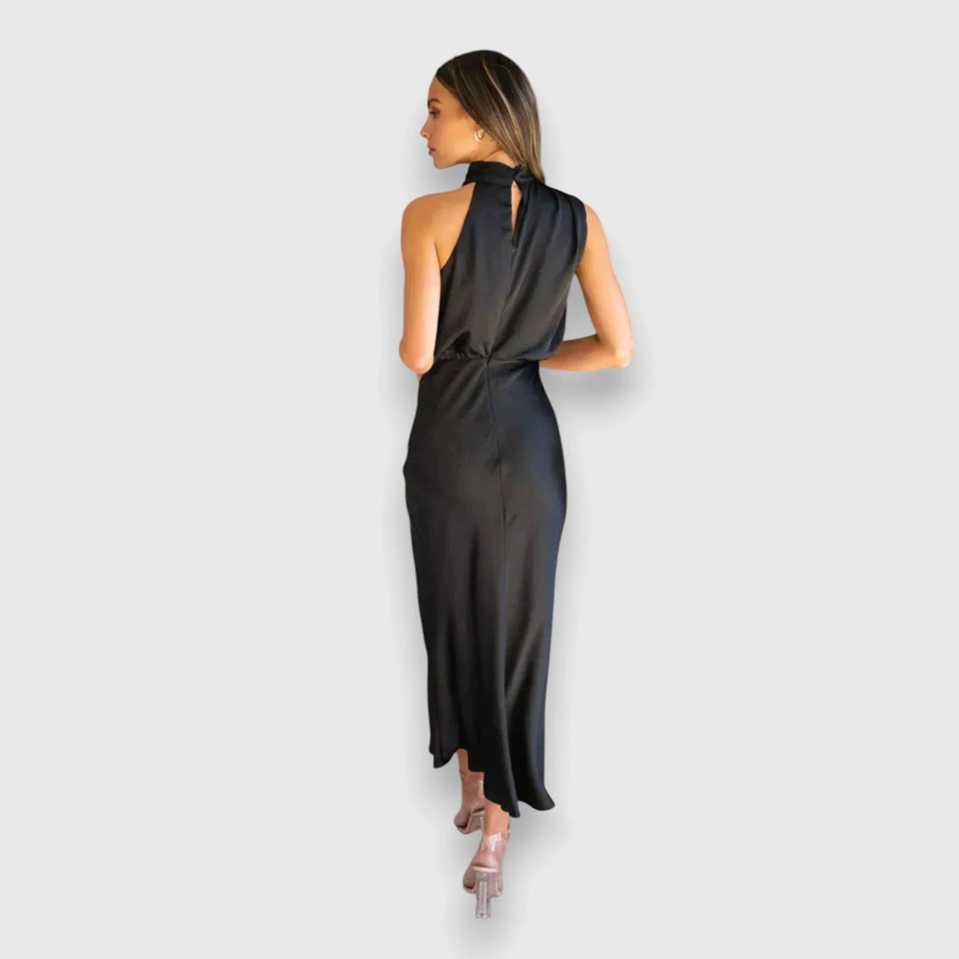 Damaris | Women's Satin Draped Cowl-Neck Sleeveless Dress