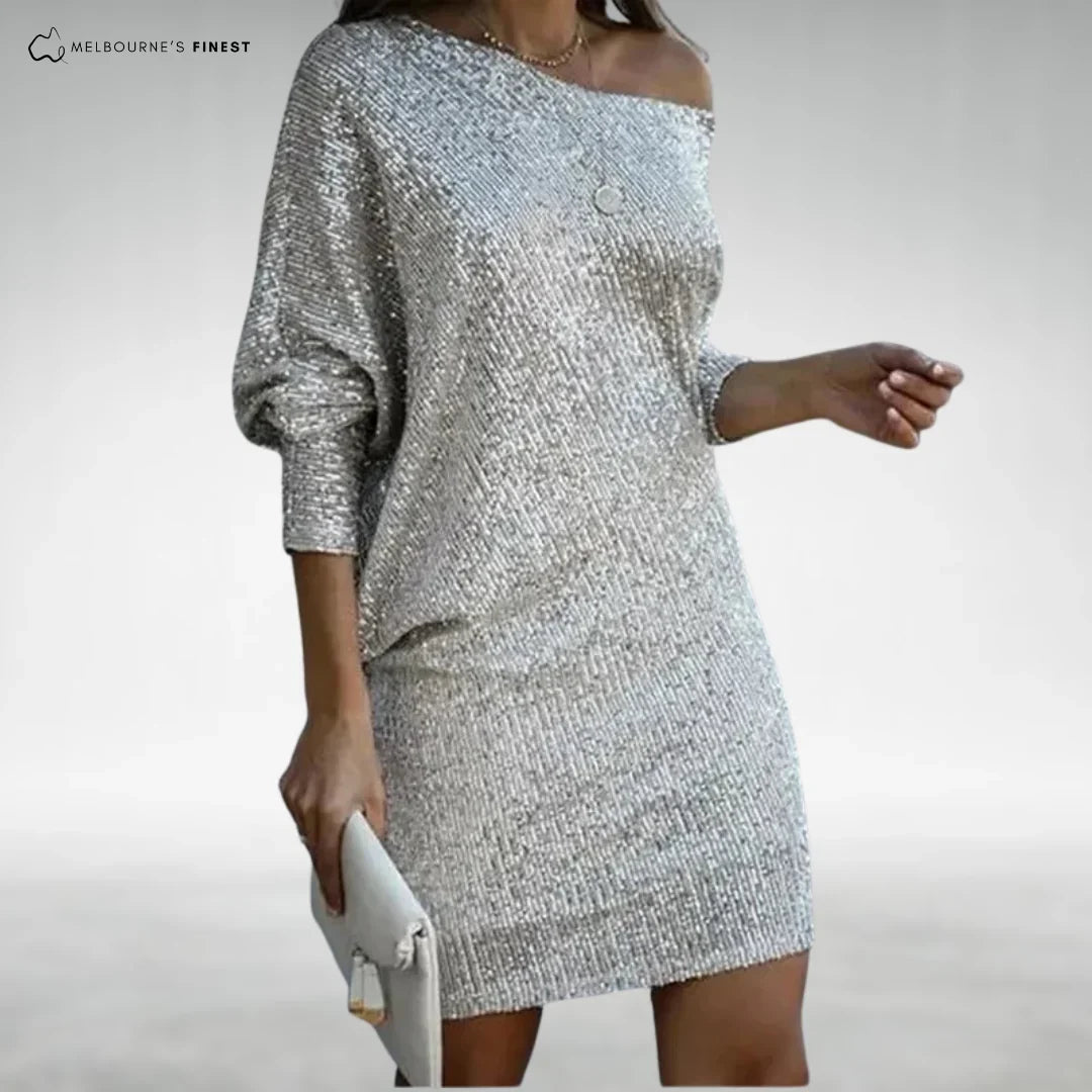Nicolette | Women's Sequin Bodycon Off-Shoulder Long-Sleeve Dress