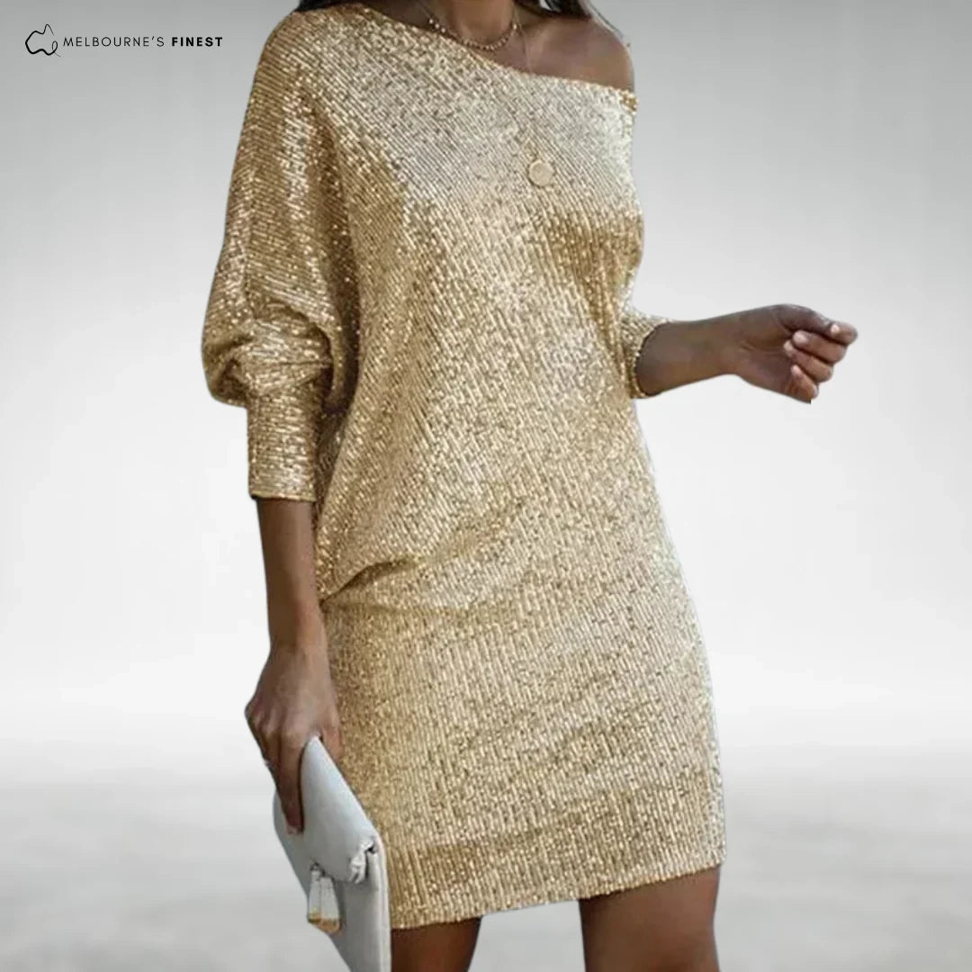 Nicolette | Women's Sequin Bodycon Off-Shoulder Long-Sleeve Dress