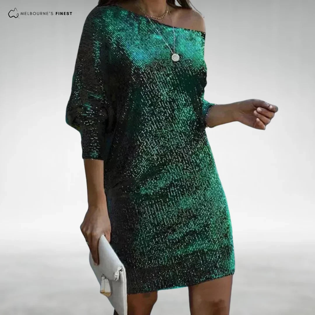 Nicolette | Women's Sequin Bodycon Off-Shoulder Long-Sleeve Dress
