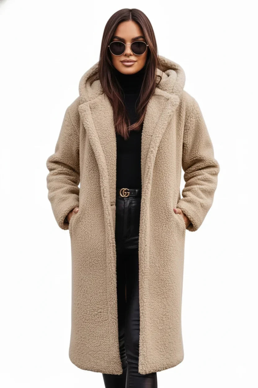Pelagia | Women's Teddy Hooded Button-Front Oversized Coat