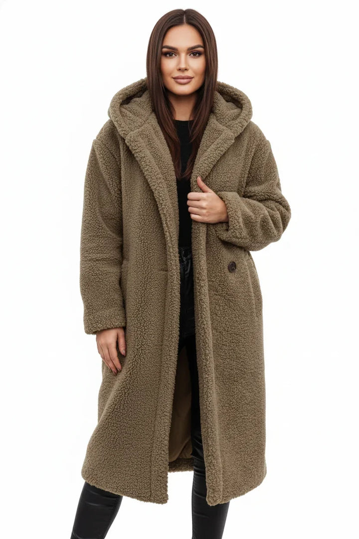 Pelagia | Women's Teddy Hooded Button-Front Oversized Coat