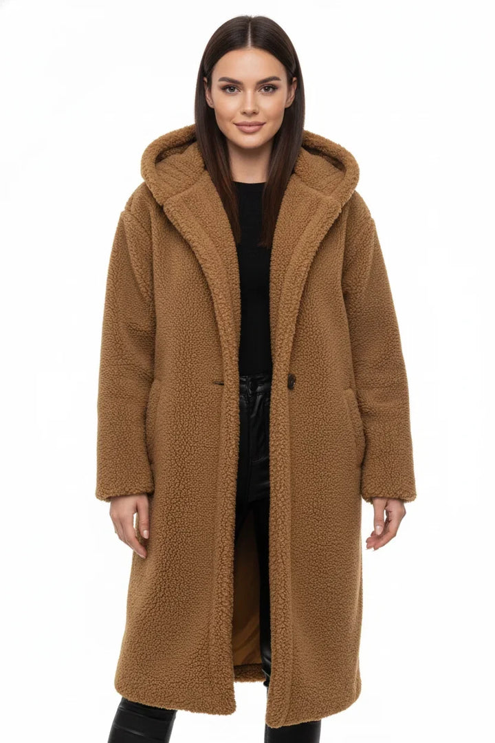 Pelagia | Women's Teddy Hooded Button-Front Oversized Coat