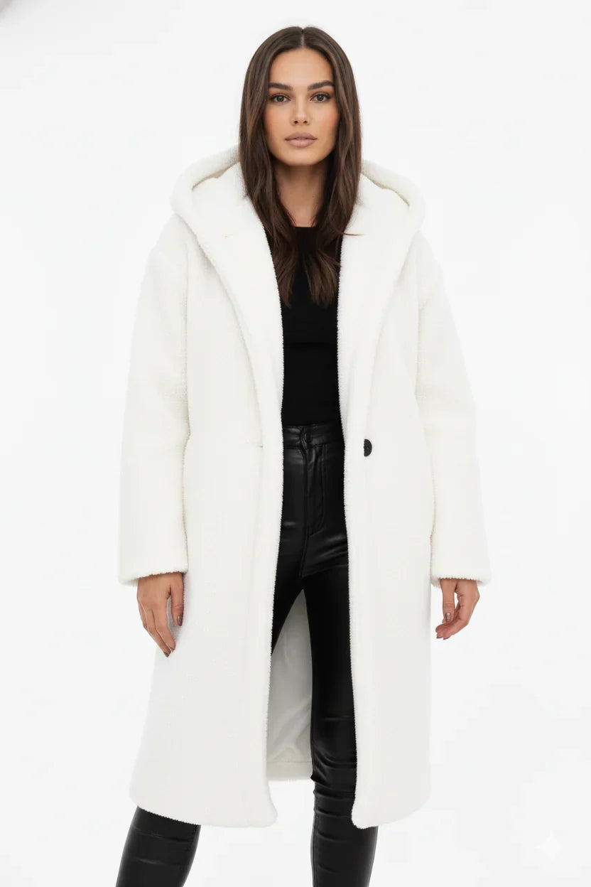 Pelagia | Women's Teddy Hooded Button-Front Oversized Coat