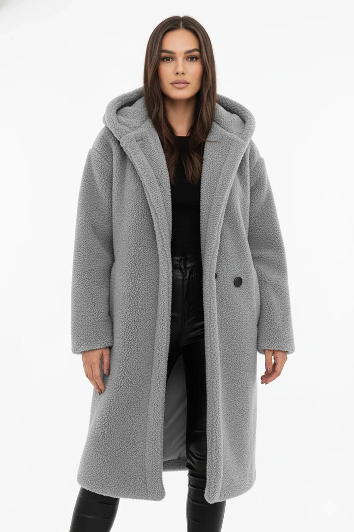 Pelagia | Women's Teddy Hooded Button-Front Oversized Coat