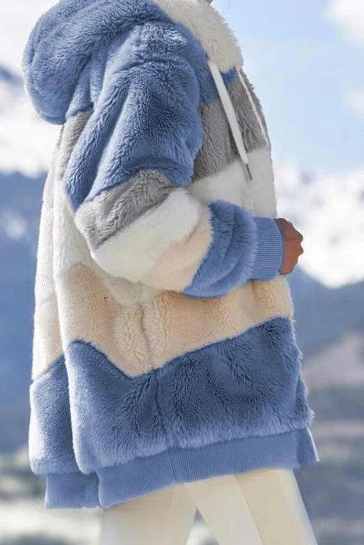 Margarethe | Women's Sherpa Hooded Zip-Front Oversized Coat