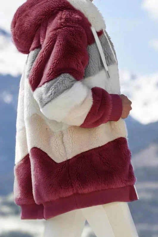Margarethe | Women's Sherpa Hooded Zip-Front Oversized Coat
