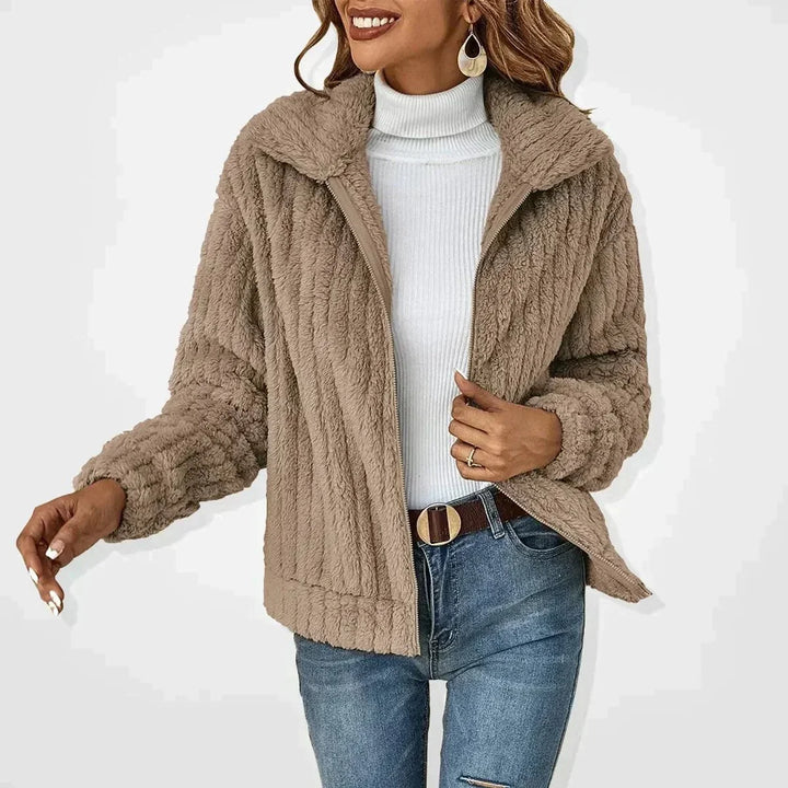 Ninette | Women's Sherpa Lapel Zip-Front Oversized Coat