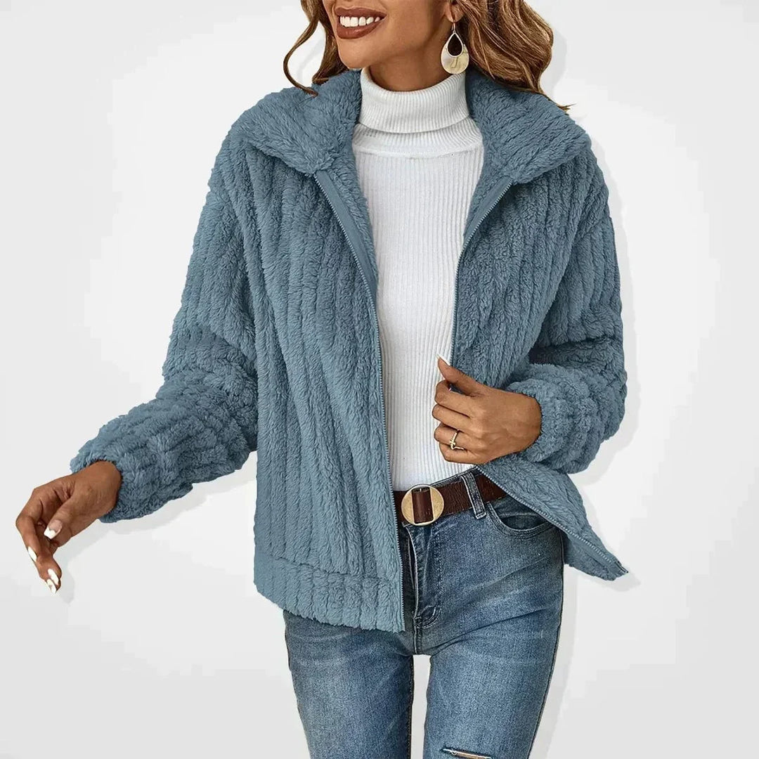 Ninette | Women's Sherpa Lapel Zip-Front Oversized Coat