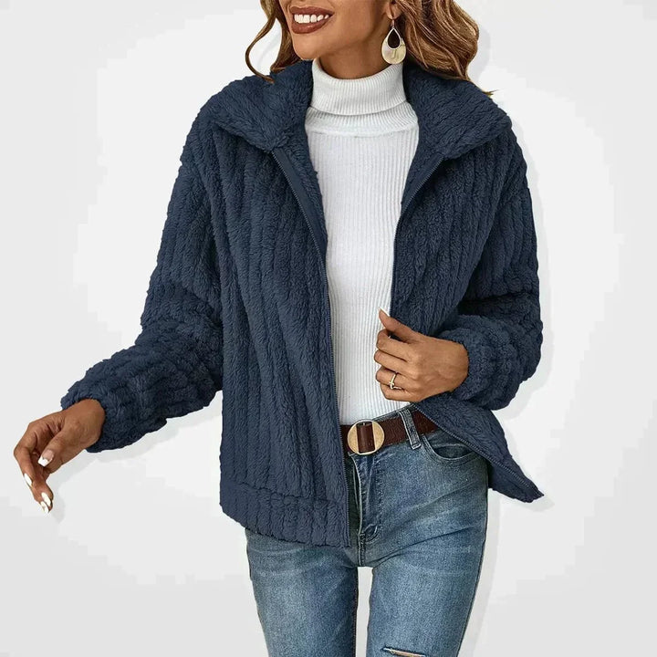 Ninette | Women's Sherpa Lapel Zip-Front Oversized Coat