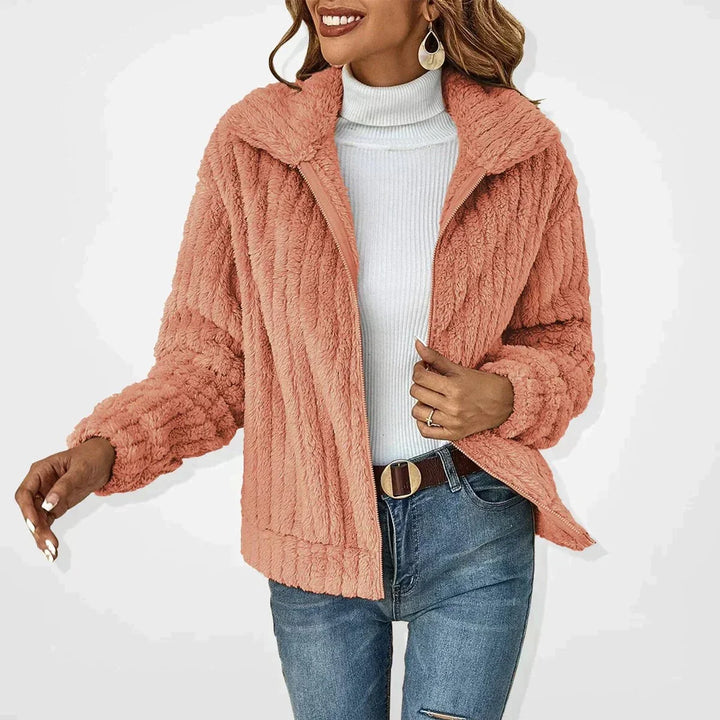 Ninette | Women's Sherpa Lapel Zip-Front Oversized Coat