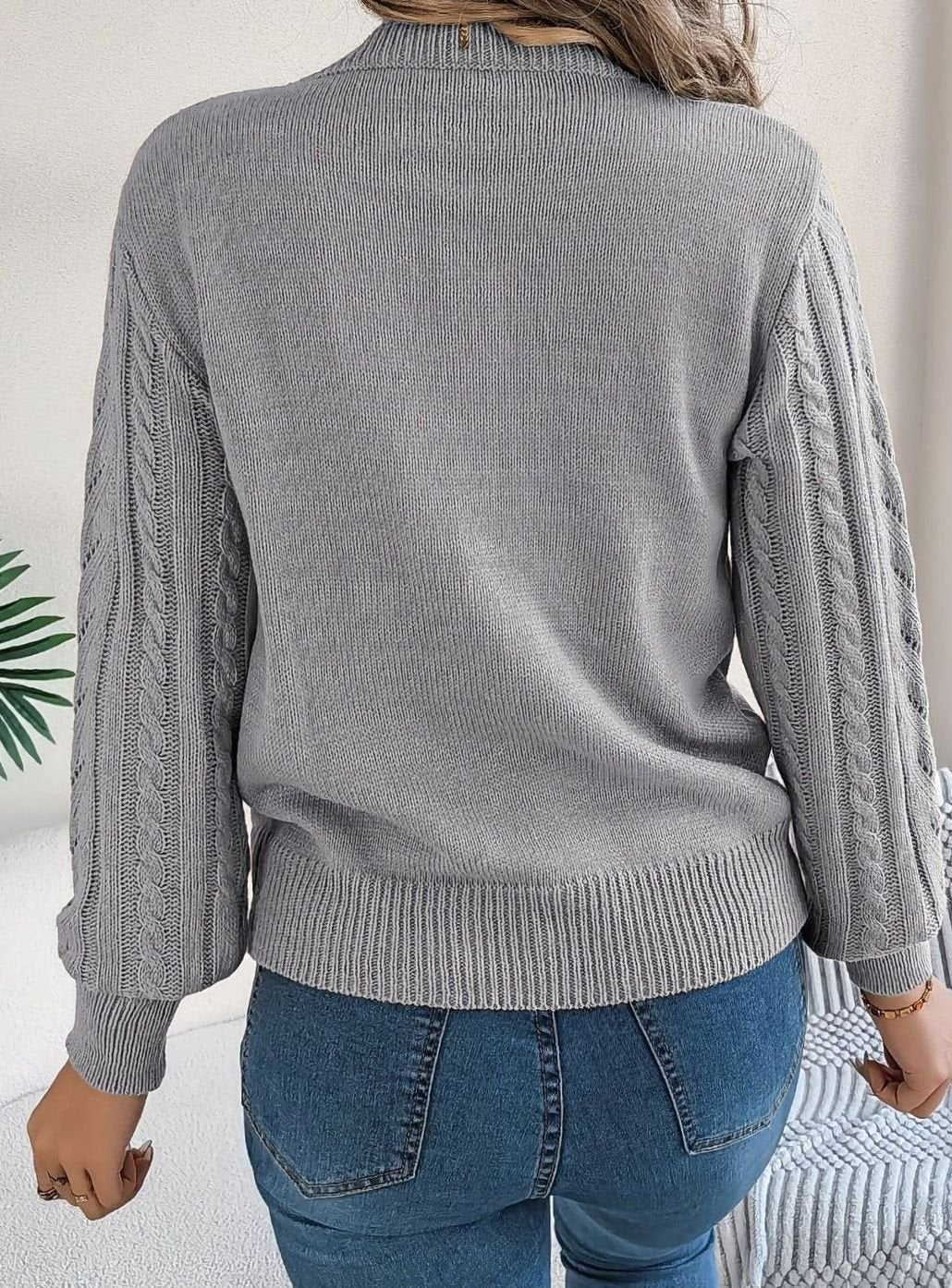 Norberta | Women's Cable-Knit Crew-Neck Long-Sleeve Relaxed Sweater