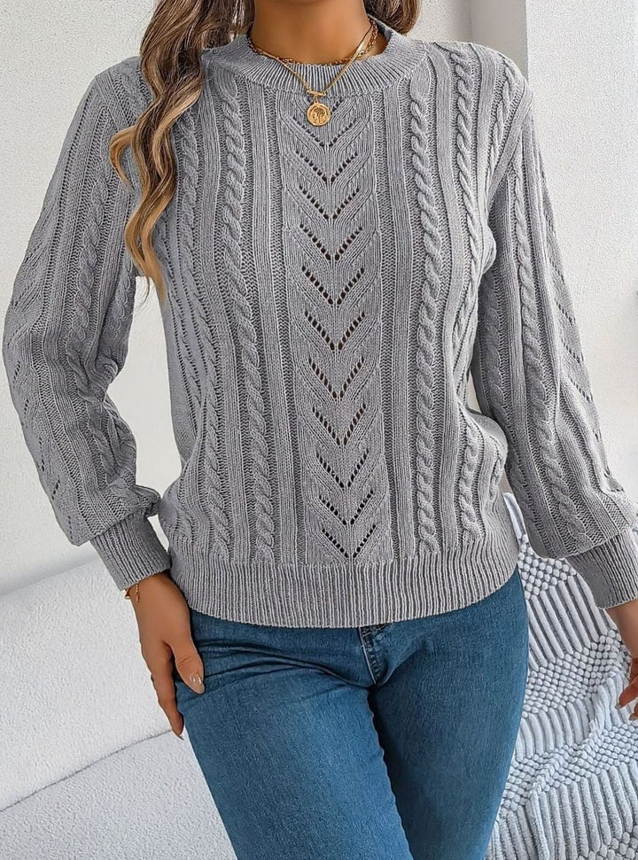 Norberta | Women's Cable-Knit Crew-Neck Long-Sleeve Relaxed Sweater