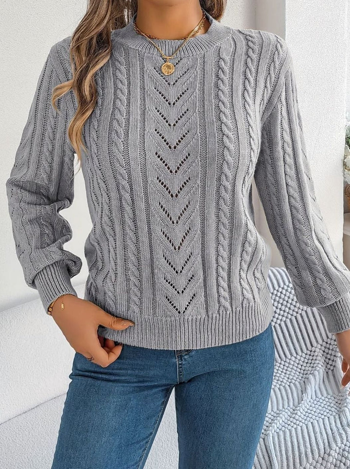 Norberta | Women's Cable-Knit Crew-Neck Long-Sleeve Relaxed Sweater