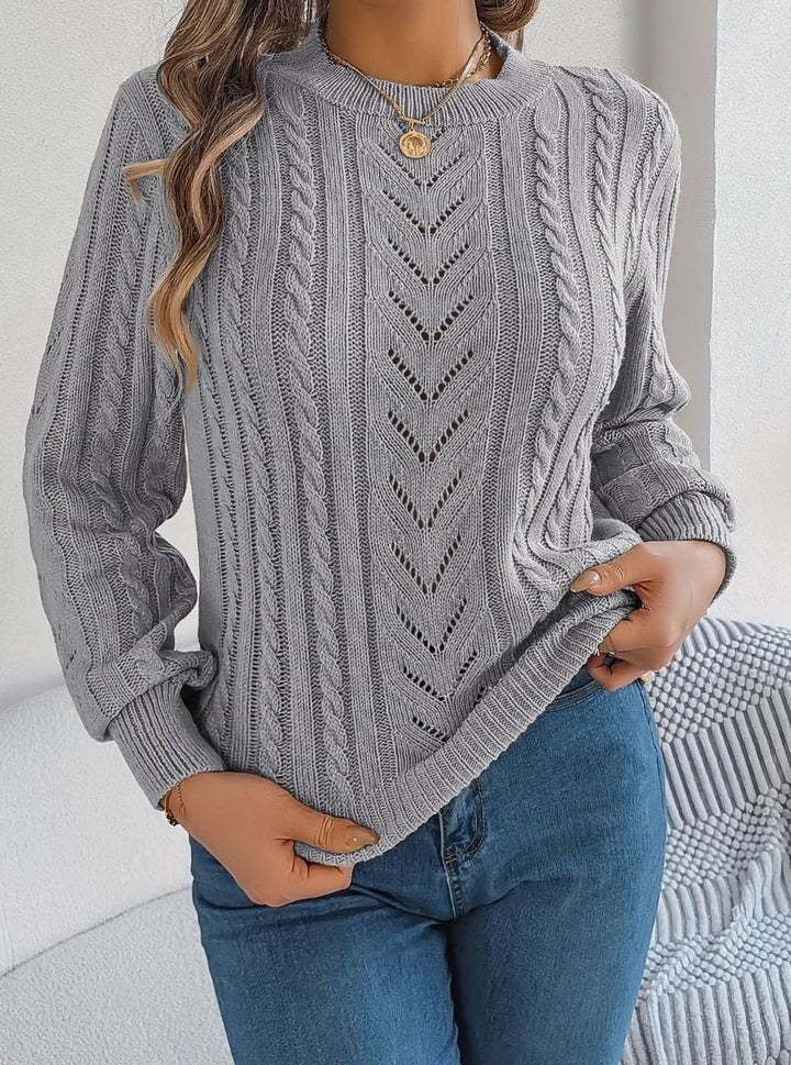 Norberta | Women's Cable-Knit Crew-Neck Long-Sleeve Relaxed Sweater