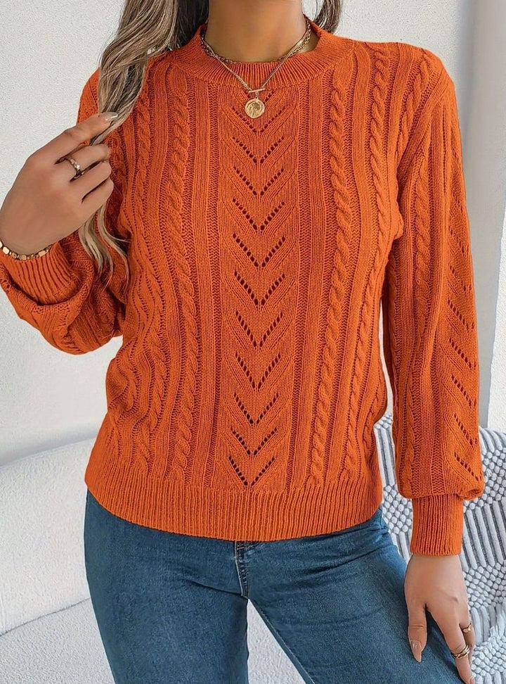 Norberta | Women's Cable-Knit Crew-Neck Long-Sleeve Relaxed Sweater