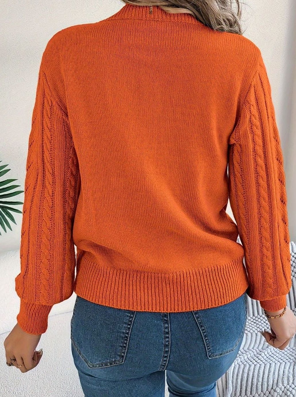 Norberta | Women's Cable-Knit Crew-Neck Long-Sleeve Relaxed Sweater