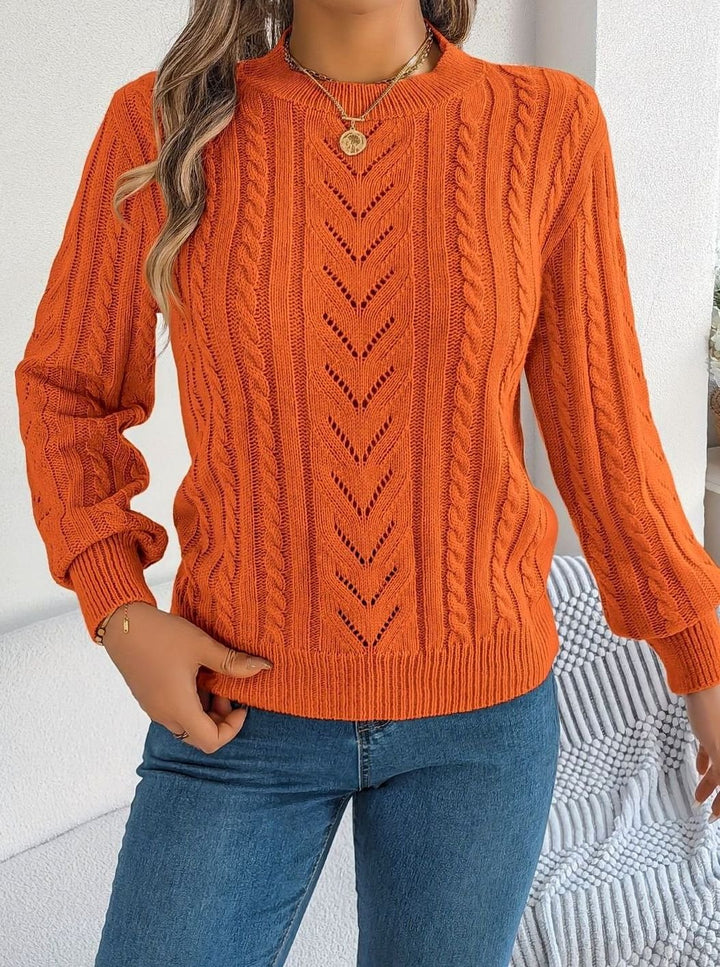 Norberta | Women's Cable-Knit Crew-Neck Long-Sleeve Relaxed Sweater