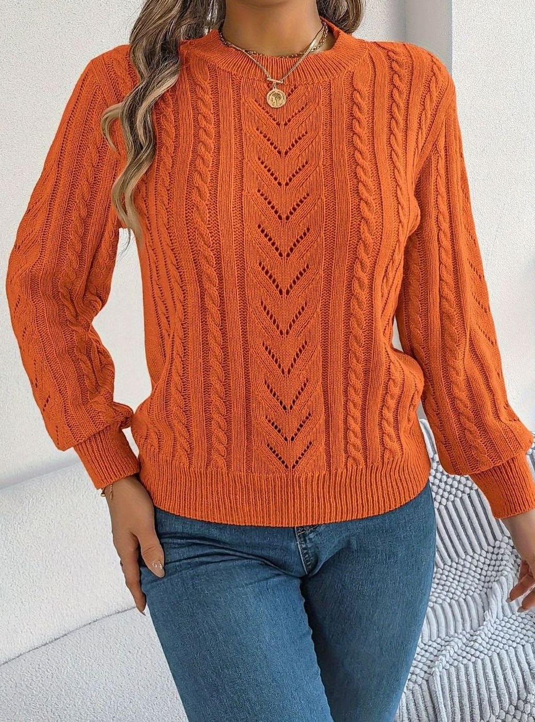 Norberta | Women's Cable-Knit Crew-Neck Long-Sleeve Relaxed Sweater