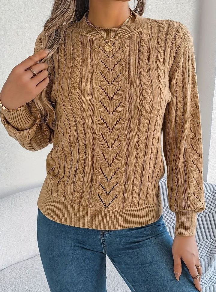 Norberta | Women's Cable-Knit Crew-Neck Long-Sleeve Relaxed Sweater