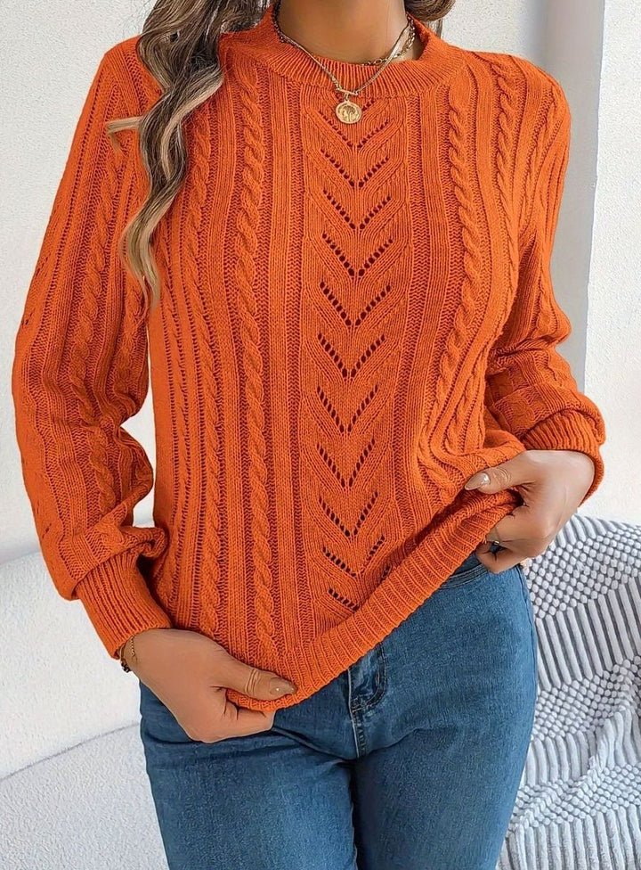 Norberta | Women's Cable-Knit Crew-Neck Long-Sleeve Relaxed Sweater