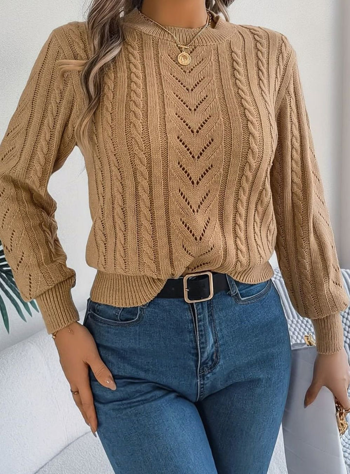 Norberta | Women's Cable-Knit Crew-Neck Long-Sleeve Relaxed Sweater