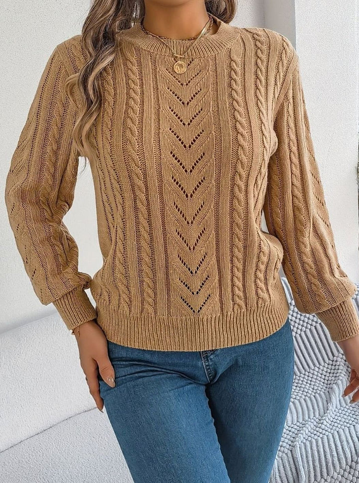 Norberta | Women's Cable-Knit Crew-Neck Long-Sleeve Relaxed Sweater