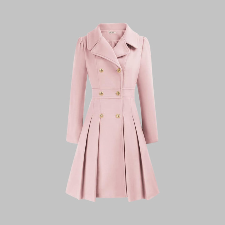 Marguerite | Women's Notch-Collar Double-Breasted Pleated A-Line Overcoat