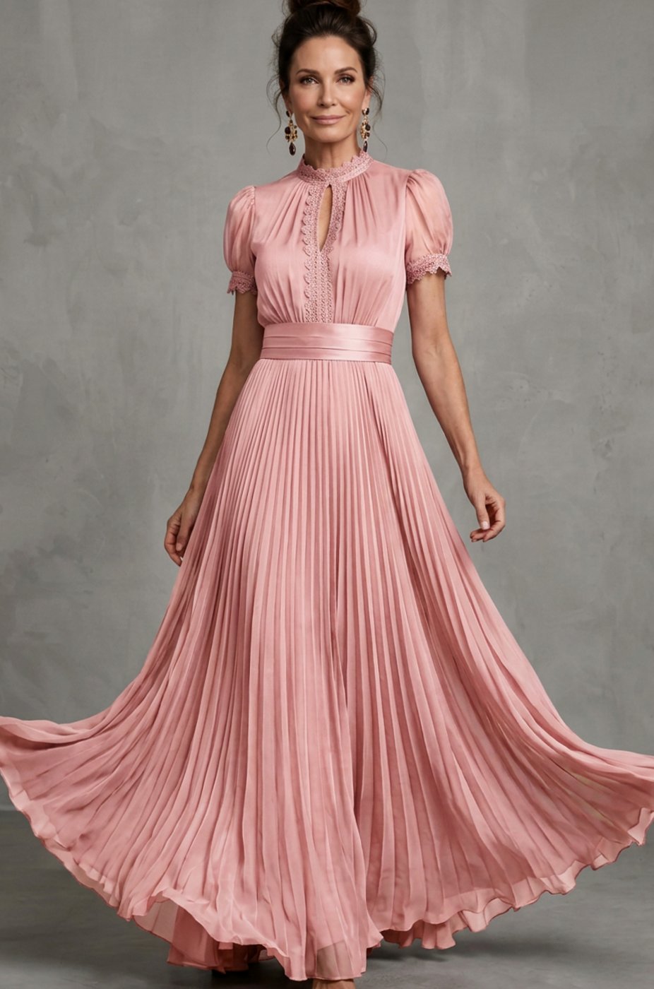 Antonia | Women's Satin A-Line Puff-Sleeve Maxi Dress
