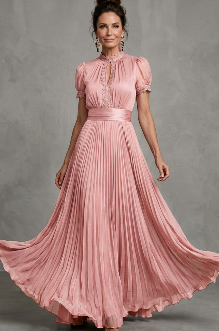 Antonia | Women's Satin A-Line Puff-Sleeve Maxi Dress