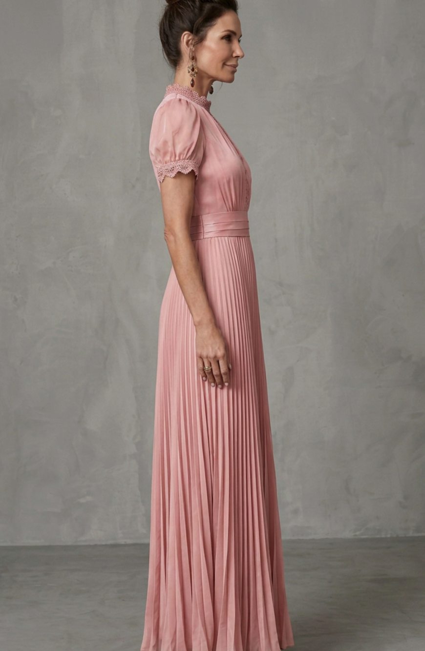 Antonia | Women's Satin A-Line Puff-Sleeve Maxi Dress