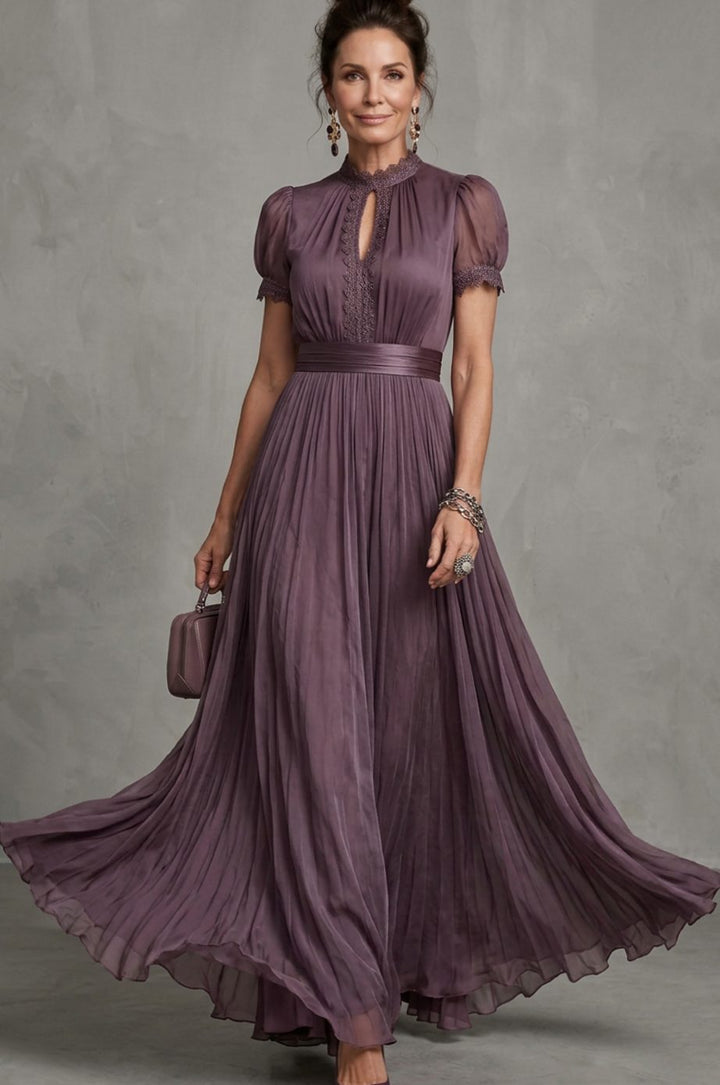 Antonia | Women's Satin A-Line Puff-Sleeve Maxi Dress