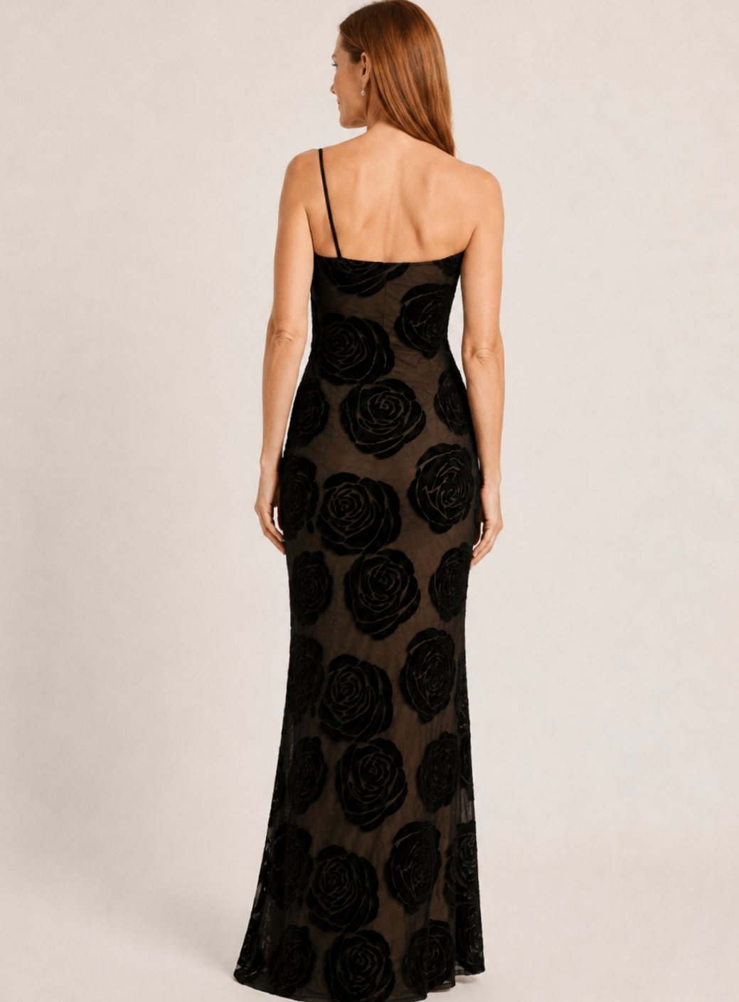 Albertine | Women's Velvet One-Shoulder Floral Maxi Dress