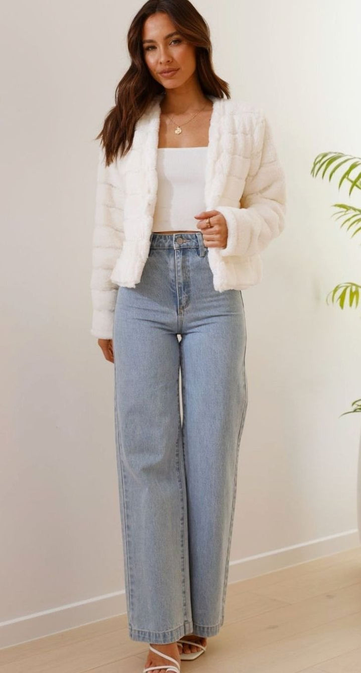 Odile | Women's Faux-Fur Cropped Quilted Open-Front Jacket 4