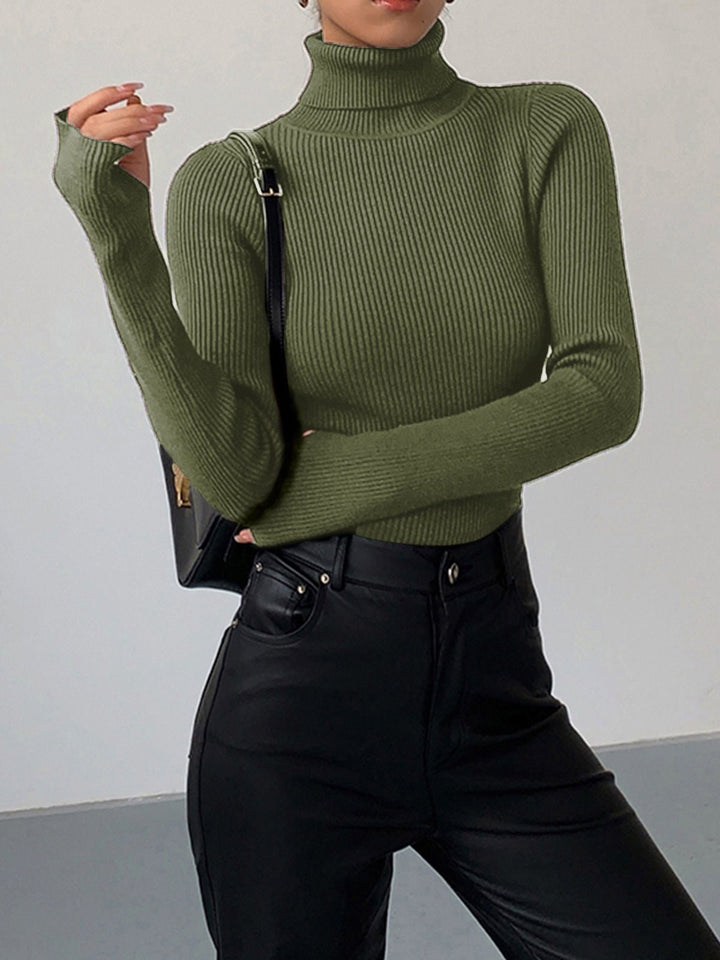 Ladonna | Women's Ribbed Turtleneck Long-Sleeve Sweater