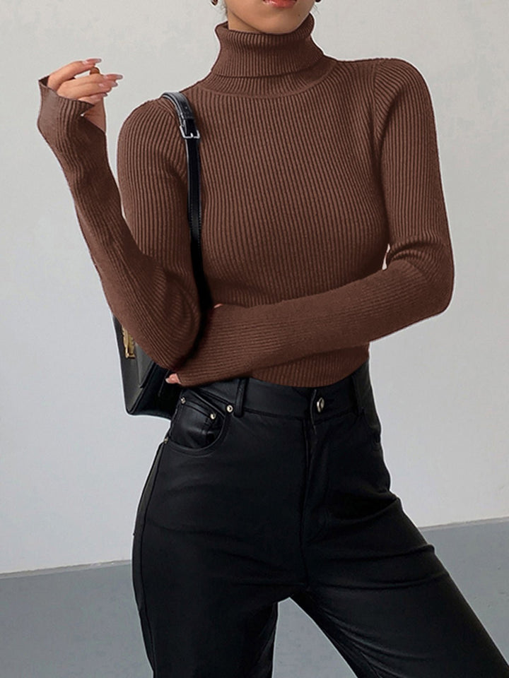 Ladonna | Women's Ribbed Turtleneck Long-Sleeve Sweater
