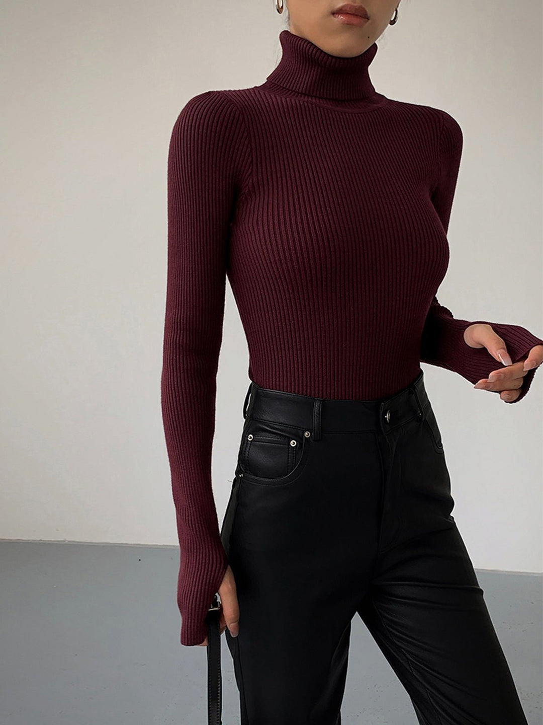 Ladonna | Women's Ribbed Turtleneck Long-Sleeve Sweater