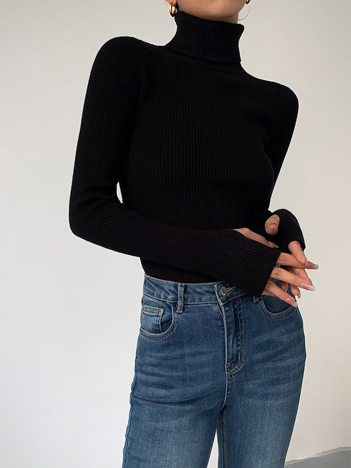 Ladonna | Women's Ribbed Turtleneck Long-Sleeve Sweater