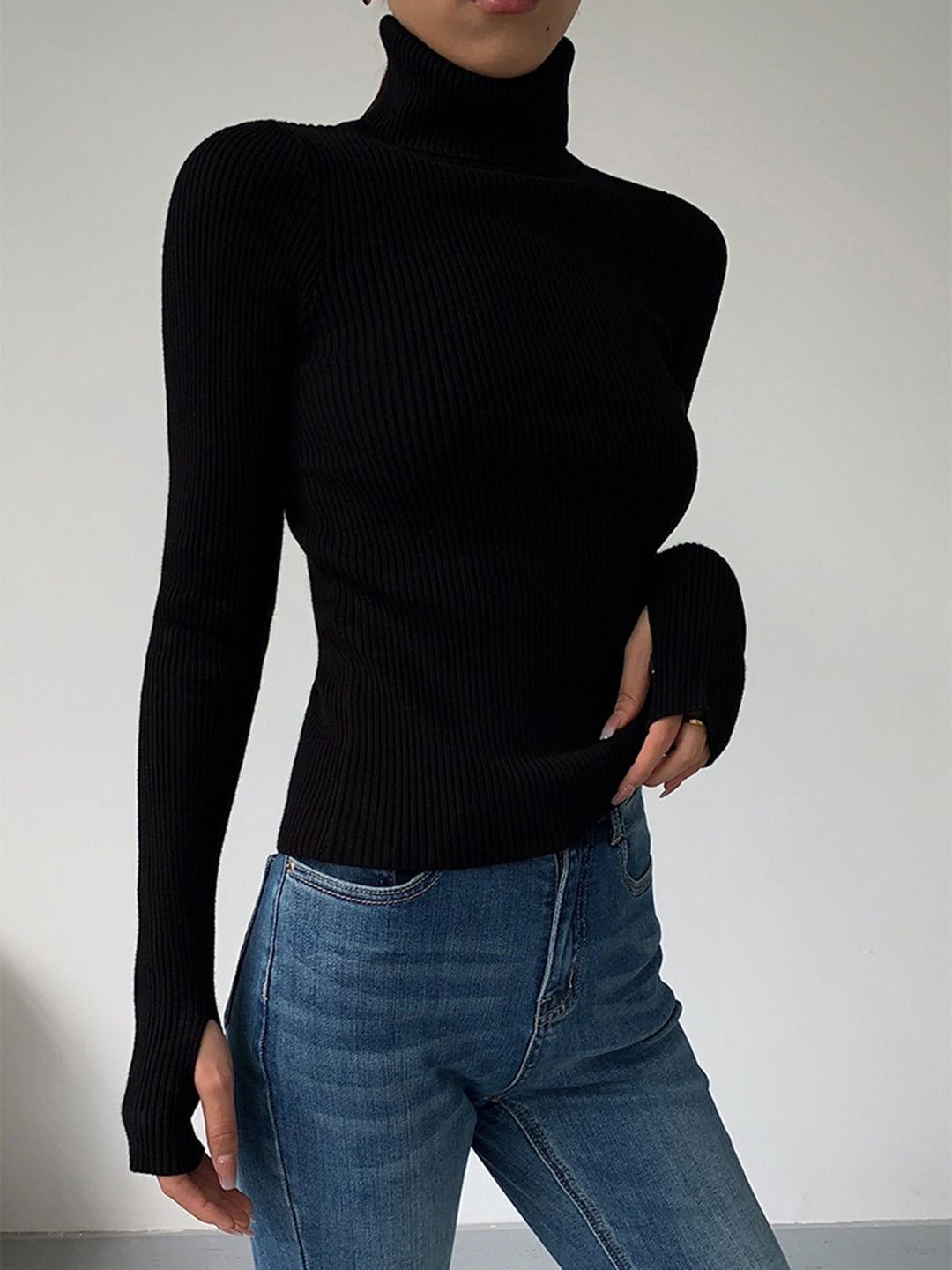 Ladonna | Women's Ribbed Turtleneck Long-Sleeve Sweater