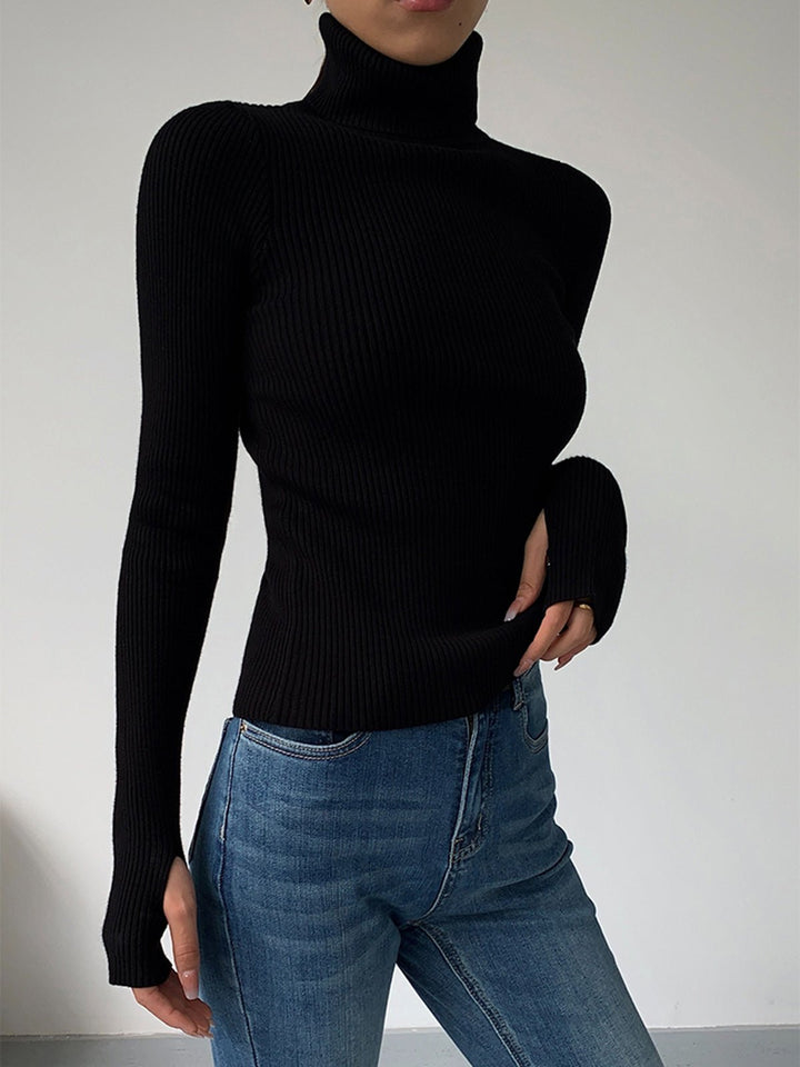 Ladonna | Women's Ribbed Turtleneck Long-Sleeve Sweater