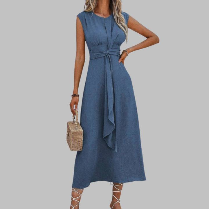 Vanora | Women's A-Line Crew-Neck Sleeveless Midi Dress