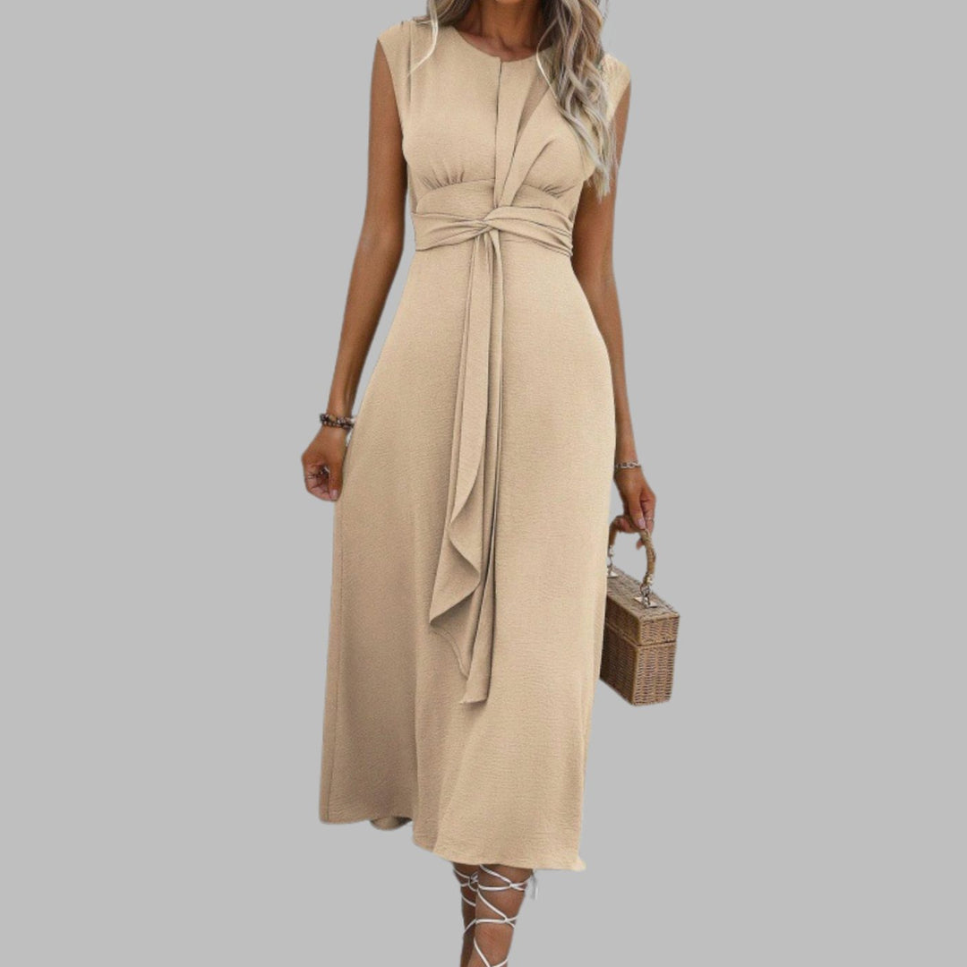 Vanora | Women's A-Line Crew-Neck Sleeveless Midi Dress