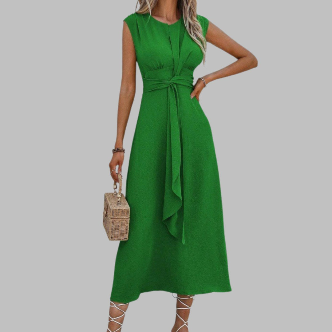 Vanora | Women's A-Line Crew-Neck Sleeveless Midi Dress