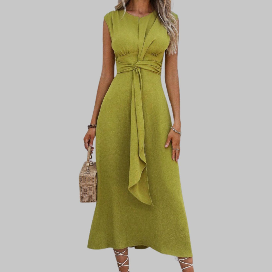 Vanora | Women's A-Line Crew-Neck Sleeveless Midi Dress