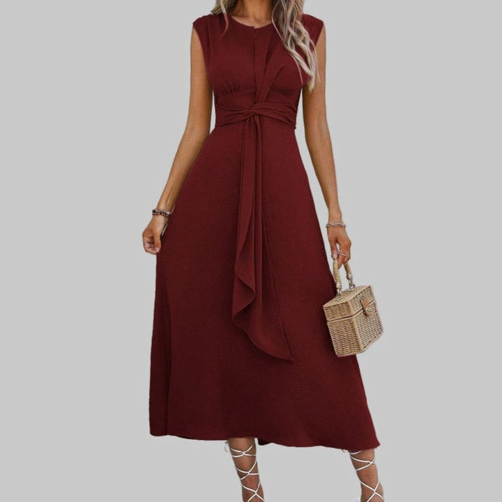 Vanora | Women's A-Line Crew-Neck Sleeveless Midi Dress